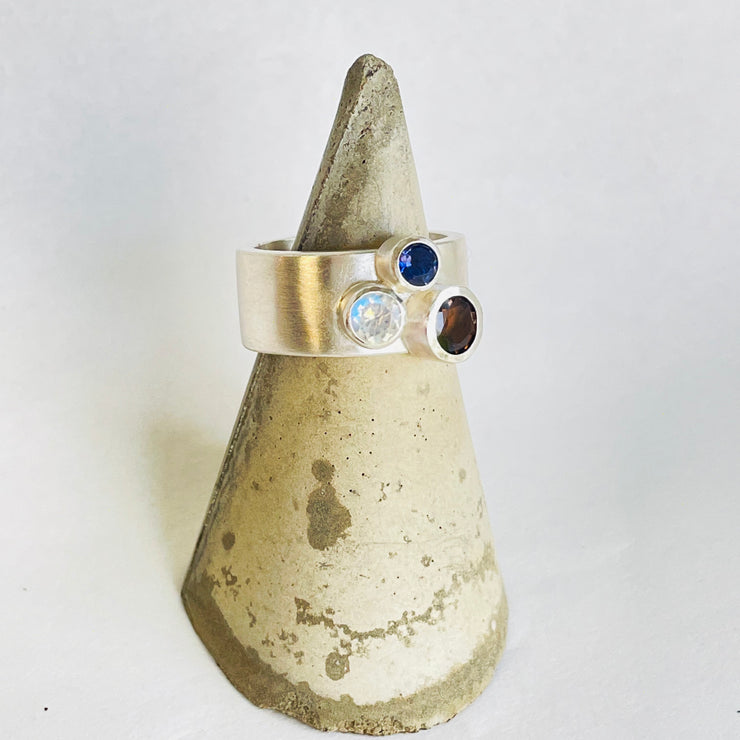 Iolite, Smoky Quartz & Moonstone Party Ring