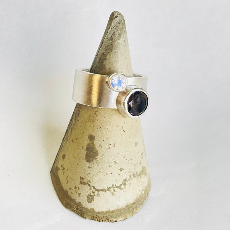 Smoky Quartz & Moonstone Party Ring